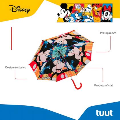Imagem de Guarda Chuva Abre e Fecha Automatico Resistente Disney Personagem Mickey Mouse 48 cm - Tuut
