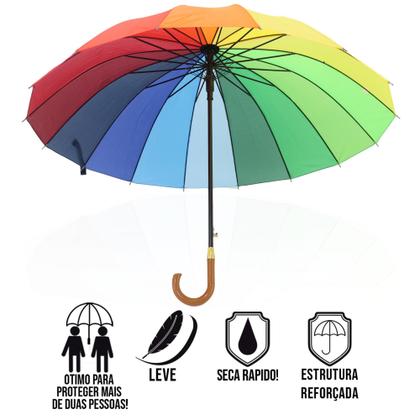 Imagem de Guarda Chuva Automático Colorido Grande Reforçado Contra Vento 16 HASTES COLORIDO / 2070