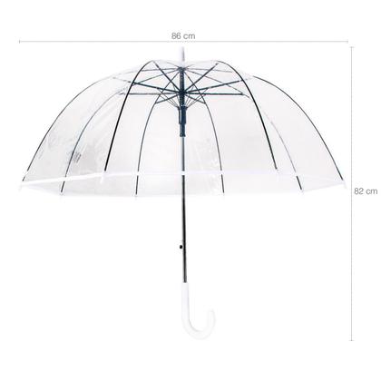 Imagem de Guarda Chuva Automático Com Cabo Curvo Sombrinha Transparente E Branca Fazzoletti