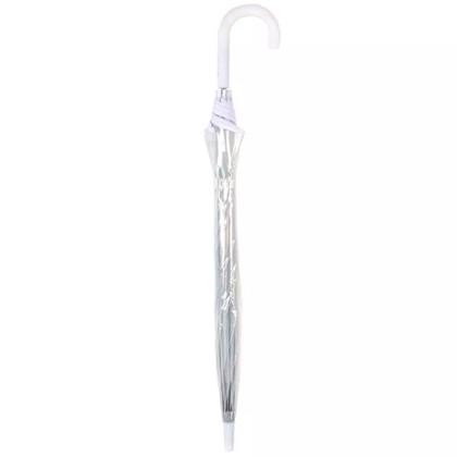 Imagem de Guarda Chuva Automático Com Cabo Curvo Sombrinha Transparente E Branca Fazzoletti