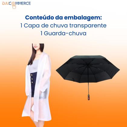 Imagem de Guarda-Chuva Automático com Capa de Chuva Transparente - Tamanho G