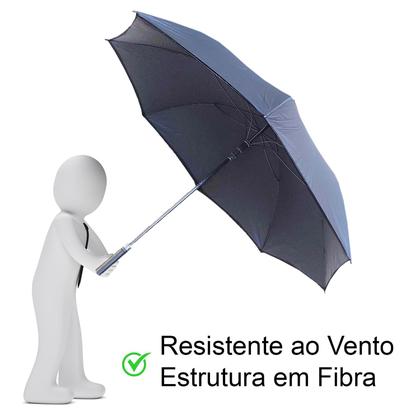 Imagem de Guarda Chuva Automático Grande: Varetas de Fibra Vidro - Tecido Duplo Reforçado