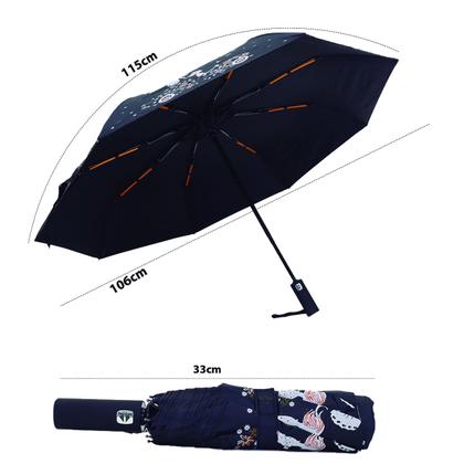 Imagem de Guarda Chuva Automático Hastes Duplas Reforçado Contra Vento Com Proteção Solar Blackout Cabe Na Bolsa / 1058A