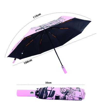 Imagem de Guarda Chuva Automático Hastes Duplas Reforçado Contra Vento Com Proteção Solar Blackout Cabe Na Bolsa / 1058A