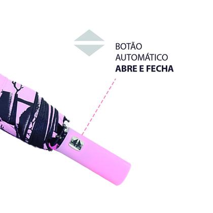 Imagem de Guarda Chuva Automático Hastes Duplas Reforçado Contra Vento Com Proteção Solar Blackout Cabe Na Bolsa / 1058A