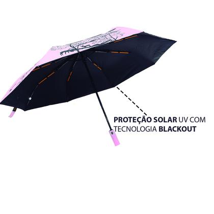 Imagem de Guarda Chuva Automático Hastes Duplas Reforçado Contra Vento Com Proteção Solar Blackout Cabe Na Bolsa / 1058A