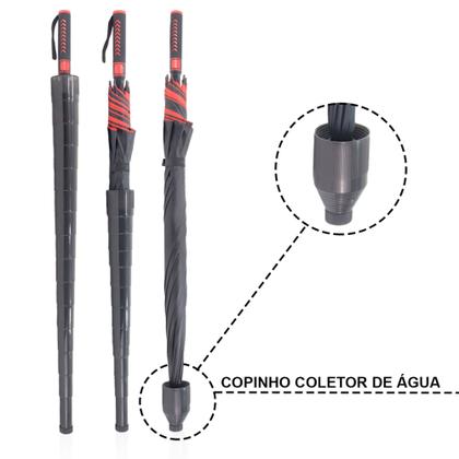 Imagem de Guarda Chuva Automático Preto Tecido Duplo Grande Reforçado 7008