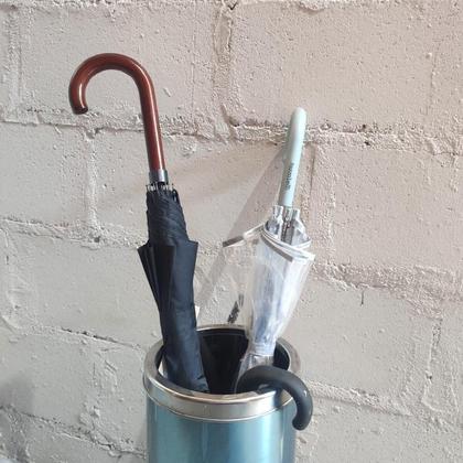 Imagem de Guarda Chuva Clássico Grande Preto Fazzoletti Automático 104cm Longo Cabo de Madeira