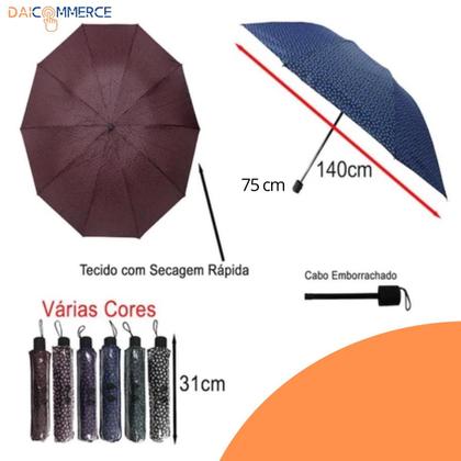 Imagem de Guarda-Chuva de Coração Grande Sombrinha Cabe Na Bolsa Resistente Reforçado 