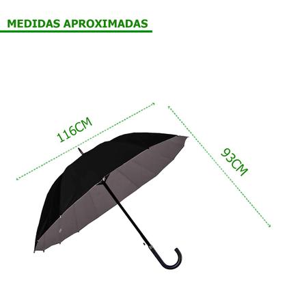 Imagem de Guarda Chuva Grande Automático 10 Varetas Cabo Curvo Preto