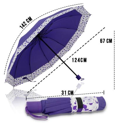 Imagem de Guarda Chuva Grande Manual Reforçado Contra Vento Cabe Na Bolsa  1023D