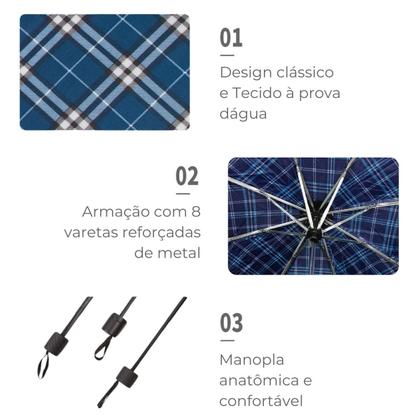 Imagem de Guarda-chuva Individual Compacto Portátil Xadrez Clássico Capa Protetora à Prova D'água