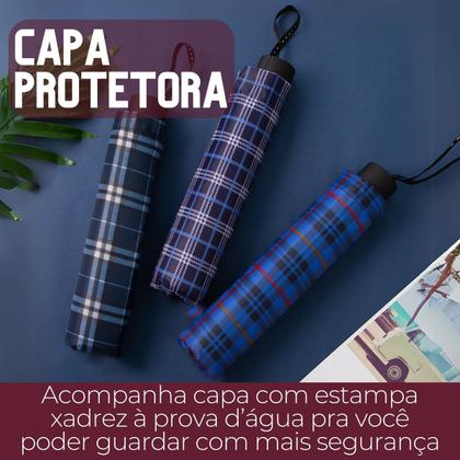 Imagem de Guarda-chuva Individual Compacto Portátil Xadrez Clássico Capa Protetora à Prova D'água