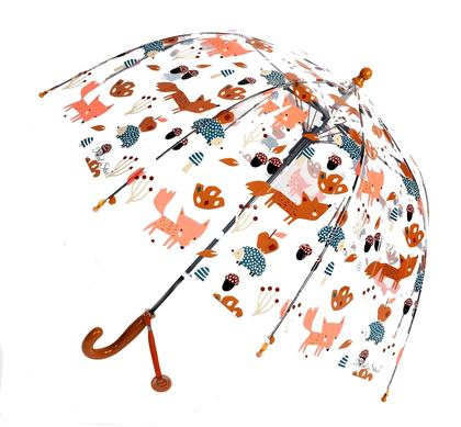 Imagem de Guarda-chuva infantil MRTLLOA Fox & Hedgehogs Clear Bubble 99cm