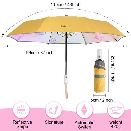 Imagem de Guarda-chuva infantil Painan Unicorn Cat Prince Yellow Rain Sun