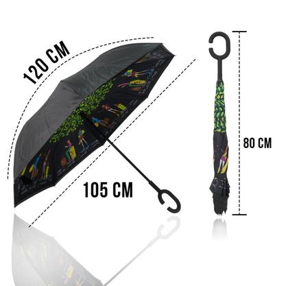 Imagem de Guarda Chuva Invertido Reforçado Tecido Duplo  Invertido Estampado