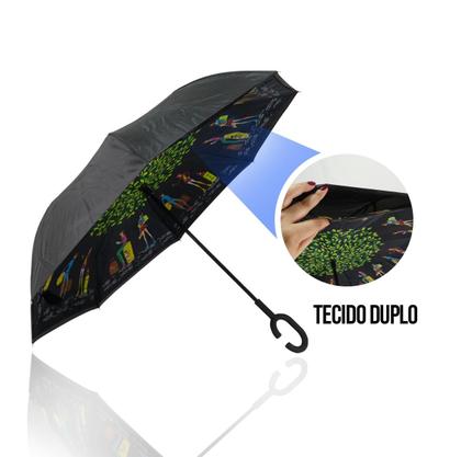 Imagem de Guarda Chuva Invertido Reforçado Tecido Duplo  Invertido Estampado