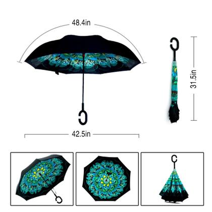 Imagem de Guarda-chuva MRTLLOA Oversize, à prova de vento, invertido, reverso, 125 cm