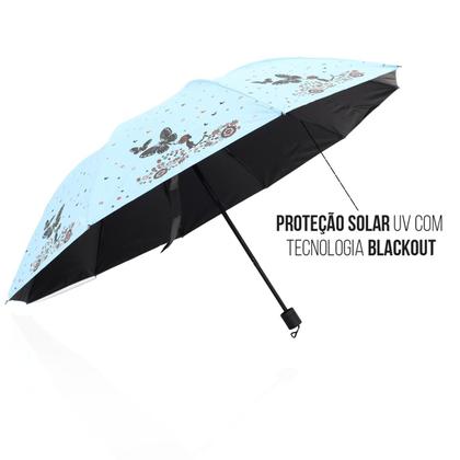 Imagem de Guarda chuva Reforçado com Proteção Solar Grande Amplitude Tecido Resistente Cabe na Bolsa Abertura Manual - BORBOLETA