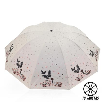 Imagem de Guarda chuva Reforçado com Proteção Solar Grande Amplitude Tecido Resistente Cabe na Bolsa Abertura Manual - BORBOLETA