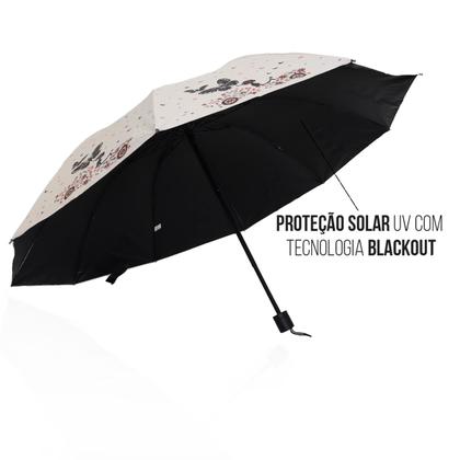 Imagem de Guarda chuva Reforçado com Proteção Solar Grande Amplitude Tecido Resistente Cabe na Bolsa Abertura Manual - BORBOLETA