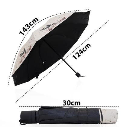 Imagem de Guarda chuva Reforçado com Proteção Solar Grande Amplitude Tecido Resistente Cabe na Bolsa Abertura Manual - BORBOLETA