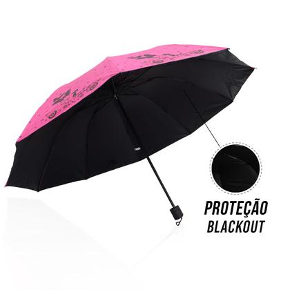 Imagem de Guarda chuva Reforçado com Proteção Solar Grande Amplitude Tecido Resistente Cabe na Bolsa Abertura Manual - BORBOLETA