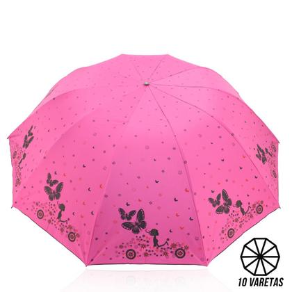 Imagem de Guarda chuva Reforçado com Proteção Solar Grande Amplitude Tecido Resistente Cabe na Bolsa Abertura Manual - BORBOLETA