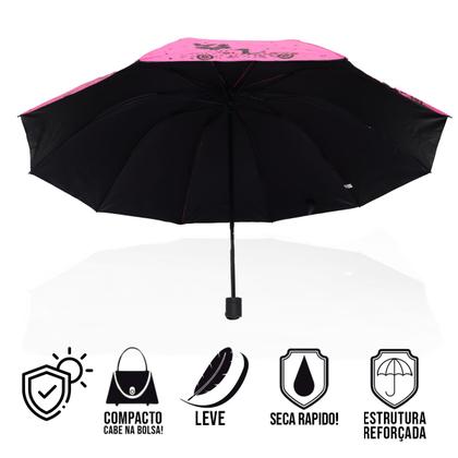 Imagem de Guarda chuva Reforçado com Proteção Solar Grande Amplitude Tecido Resistente Cabe na Bolsa Abertura Manual - BORBOLETA