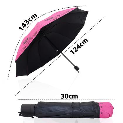 Imagem de Guarda chuva Reforçado com Proteção Solar Grande Amplitude Tecido Resistente Cabe na Bolsa Abertura Manual - BORBOLETA