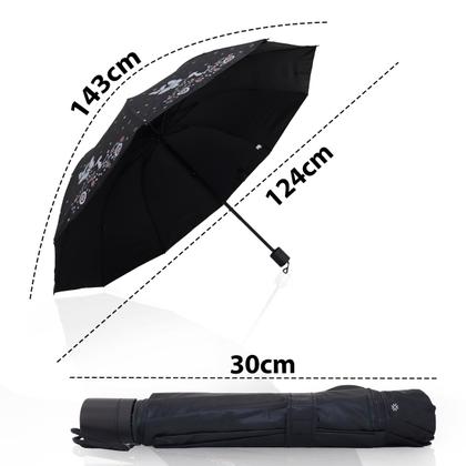 Imagem de Guarda chuva Reforçado com Proteção Solar Grande Amplitude Tecido Resistente Cabe na Bolsa Abertura Manual - BORBOLETA