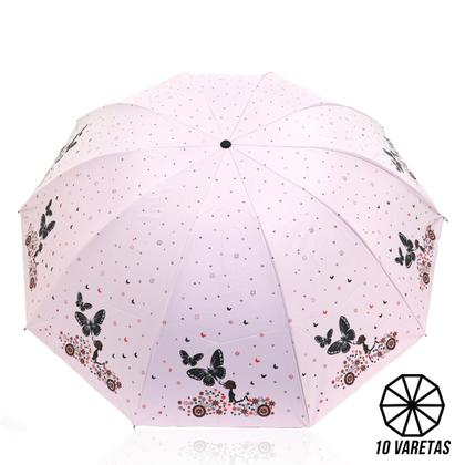 Imagem de Guarda chuva Reforçado com Proteção Solar Grande Amplitude Tecido Resistente Cabe na Bolsa Abertura Manual - BORBOLETA