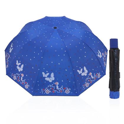 Imagem de Guarda chuva Reforçado com Proteção Solar Grande Amplitude Tecido Resistente Cabe na Bolsa Abertura Manual - BORBOLETA