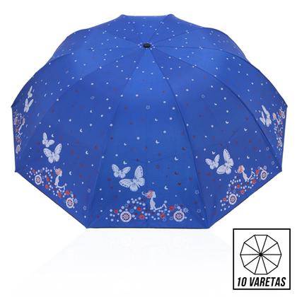 Imagem de Guarda chuva Reforçado com Proteção Solar Grande Amplitude Tecido Resistente Cabe na Bolsa Abertura Manual - BORBOLETA