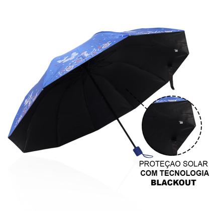 Imagem de Guarda chuva Reforçado com Proteção Solar Grande Amplitude Tecido Resistente Cabe na Bolsa Abertura Manual - BORBOLETA