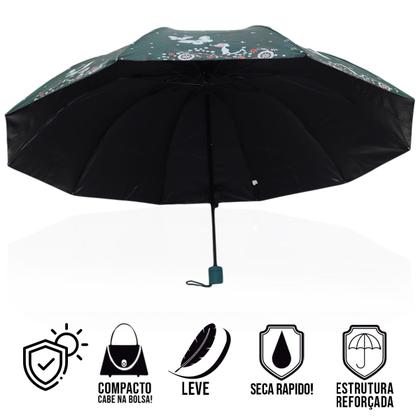 Imagem de Guarda chuva Reforçado com Proteção Solar Grande Amplitude Tecido Resistente Cabe na Bolsa Abertura Manual - BORBOLETA