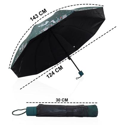 Imagem de Guarda chuva Reforçado com Proteção Solar Grande Amplitude Tecido Resistente Cabe na Bolsa Abertura Manual - BORBOLETA