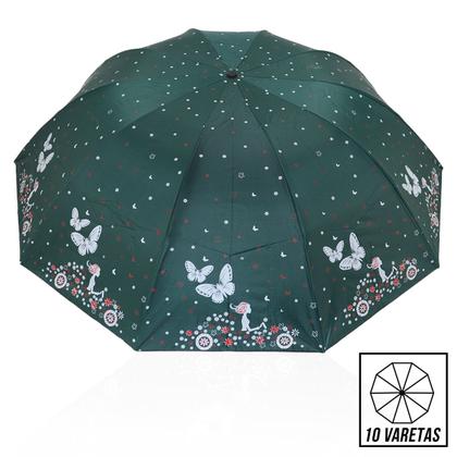 Imagem de Guarda chuva Reforçado com Proteção Solar Grande Amplitude Tecido Resistente Cabe na Bolsa Abertura Manual - BORBOLETA