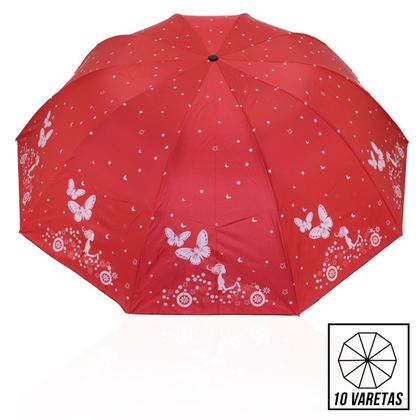 Imagem de Guarda chuva Reforçado com Proteção Solar Grande Amplitude Tecido Resistente Cabe na Bolsa Abertura Manual - BORBOLETA