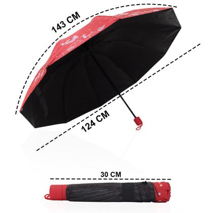 Imagem de Guarda chuva Reforçado com Proteção Solar Grande Amplitude Tecido Resistente Cabe na Bolsa Abertura Manual - BORBOLETA