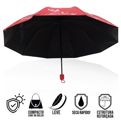 Imagem de Guarda chuva Reforçado com Proteção Solar Grande Amplitude Tecido Resistente Cabe na Bolsa Abertura Manual - BORBOLETA