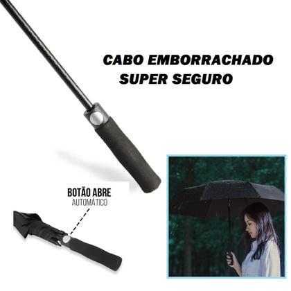 Imagem de Guarda Chuva Resistente Cabe 2 Pessoas Botão Automático Cabo de Borracha Seguro Preto