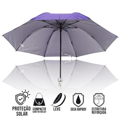 Imagem de Guarda Chuva Sombrinha Com Proteção Solar UV Resistente Contra Vento Unissex Compacto Resistente Leve Confortavel / 1050