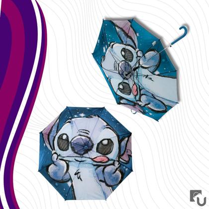 Imagem de Guarda Chuva Sombrinha Infantil Criança Stitch Azul Disney Tuut Umbrela Quebra Sol