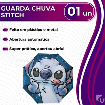 Imagem de Guarda Chuva Sombrinha Infantil Criança Stitch Azul Disney Tuut Umbrela Quebra Sol