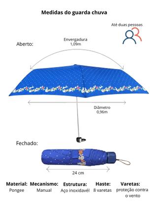 Imagem de Guarda Chuva Sombrinha Mini Abertura Manual Voyagem Feminina Floral Leve Resistente Contra o Vento 3025