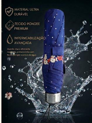 Imagem de Guarda Chuva Sombrinha Mini Abertura Manual Voyagem Feminina Floral Leve Resistente Contra o Vento 3025