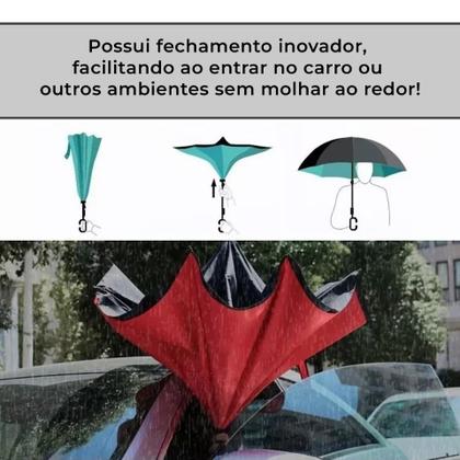 Imagem de Guarda Chuva Tecido Duplo Contra Vento Reforçado  Invertido