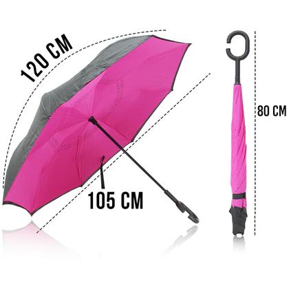 Imagem de Guarda Chuva Tecido Duplo Contra Vento Reforçado  Invertido