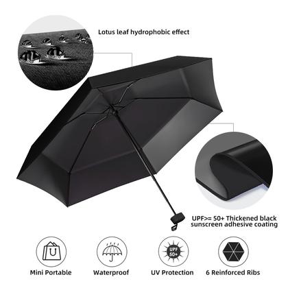 Imagem de Guarda-chuva Trenovo Travel Mini dobrável compacto com estojo preto